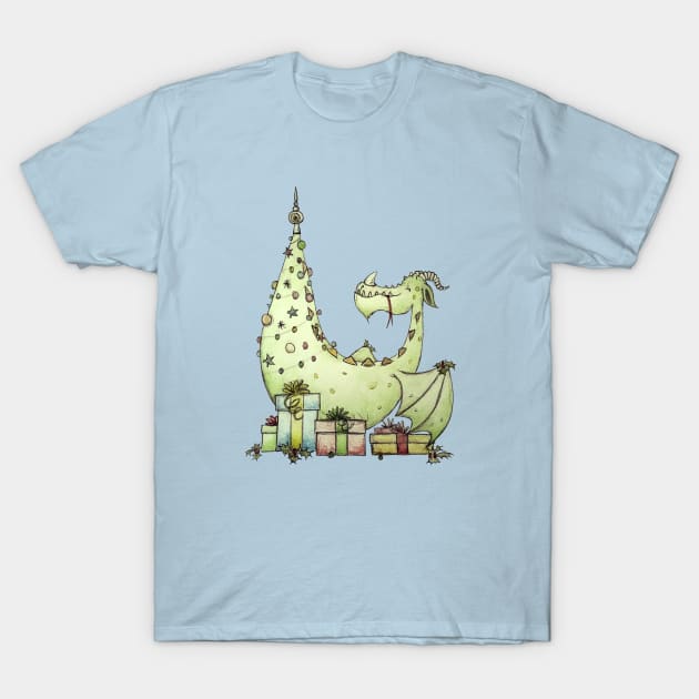 Christmas tree dragon T-Shirt by mangulica